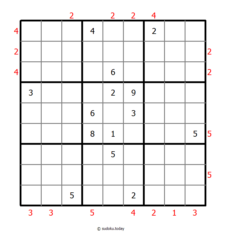 摩天楼数独 パズル例