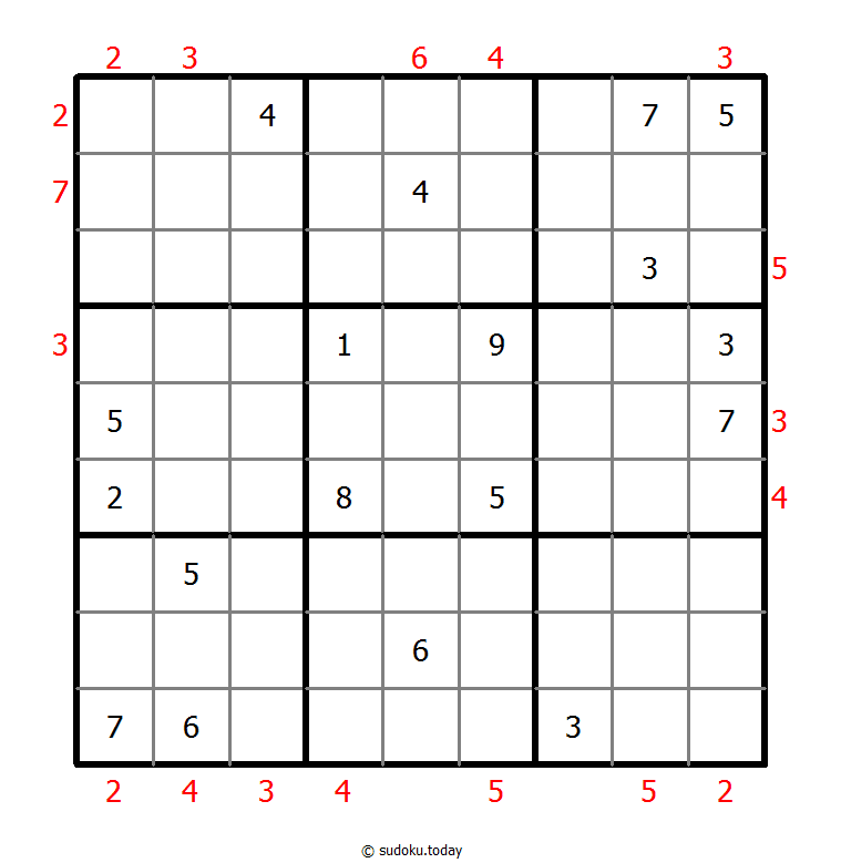 摩天楼数独 #48641