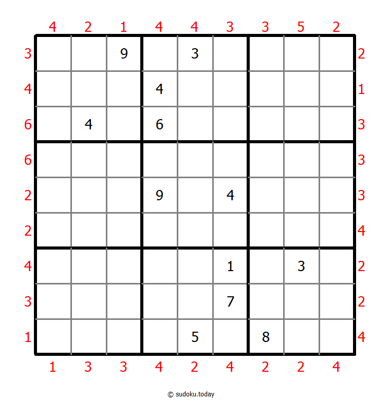 摩天楼数独 #47453