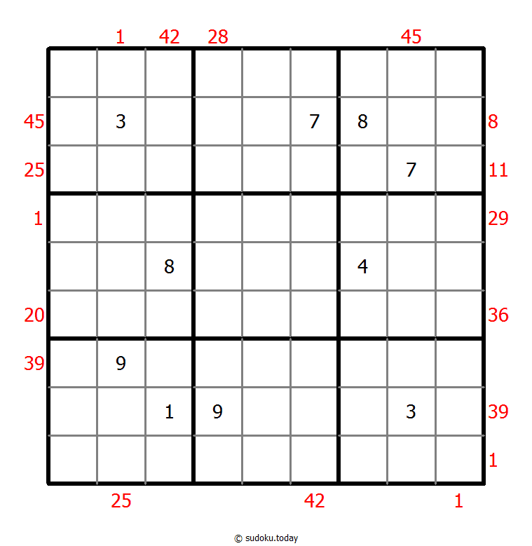 X Sums Sudoku 2025年11月21日
