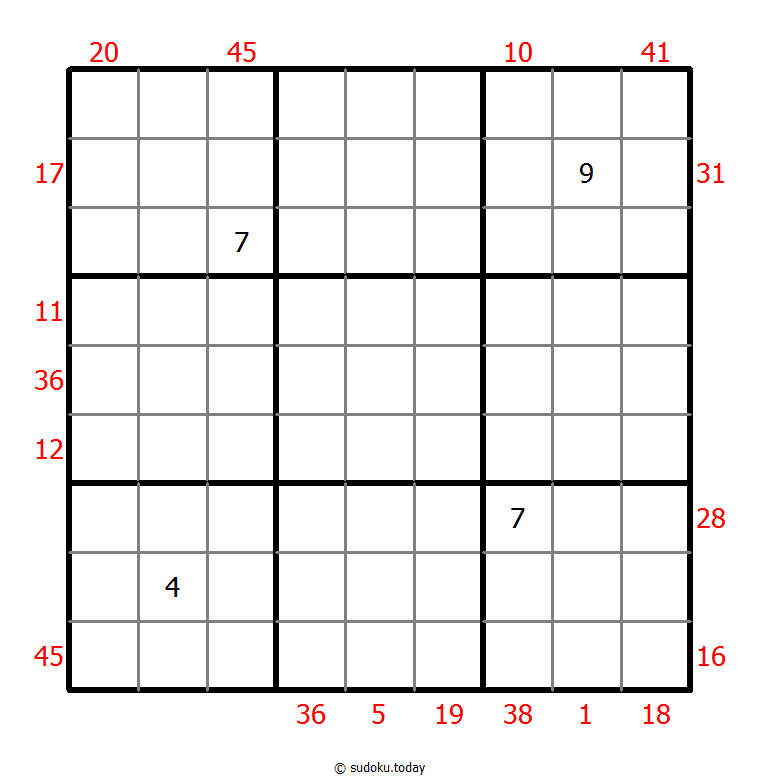 X Sums Sudoku 2025年12月07日