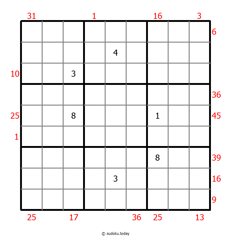 X Sums Sudoku 2026年01月05日