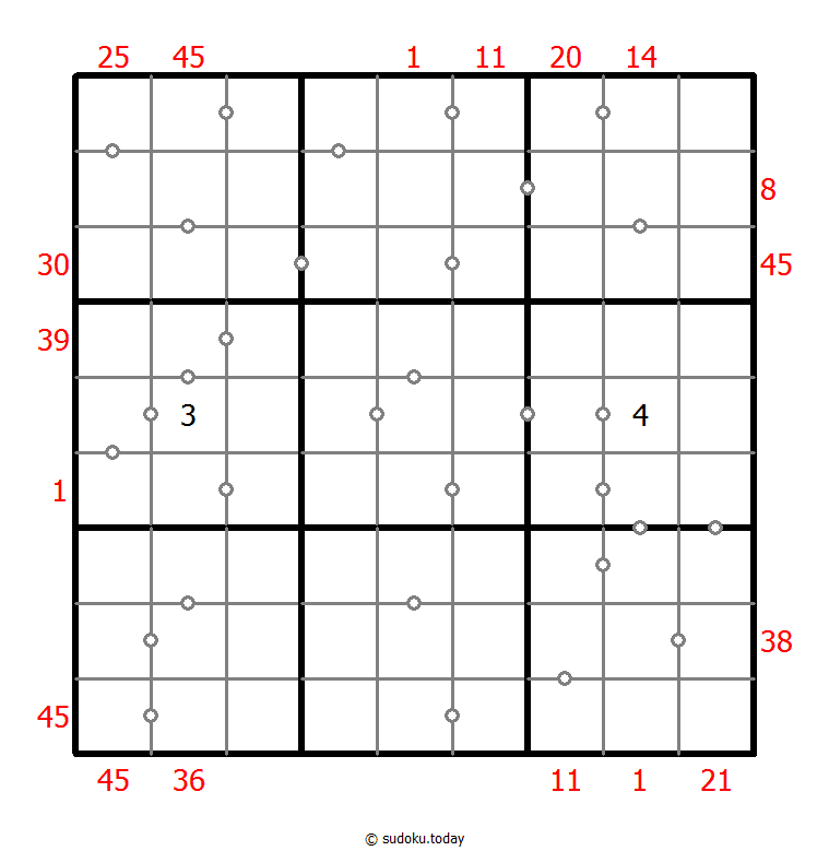 混合数独（X総計+連続）