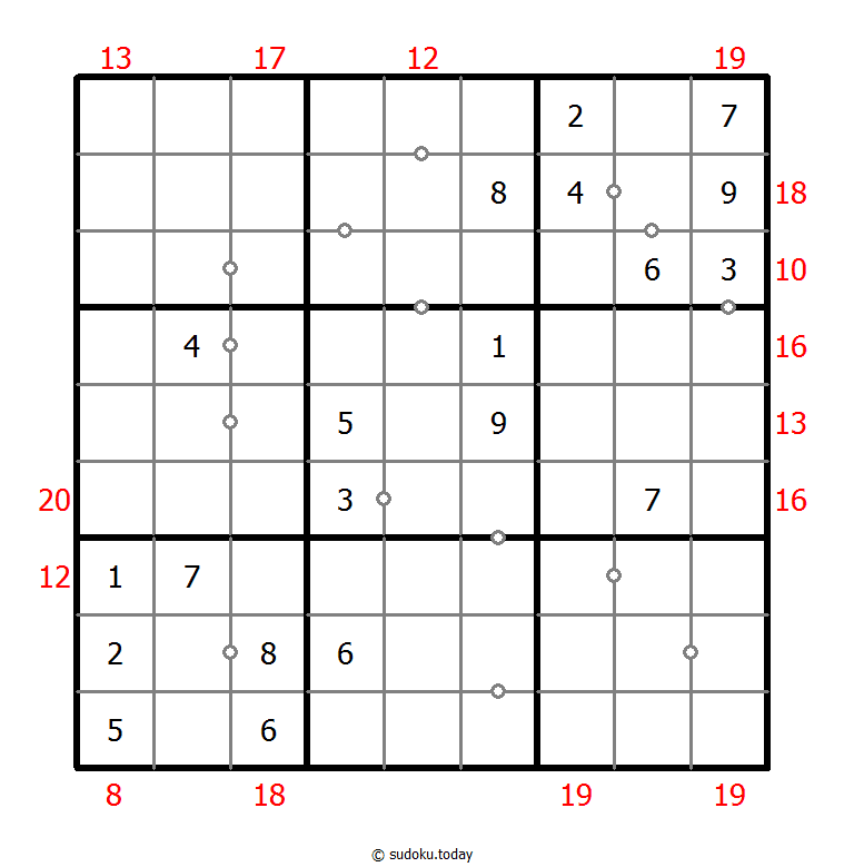 混合数独（非全標記 連続+フレームと） #22460