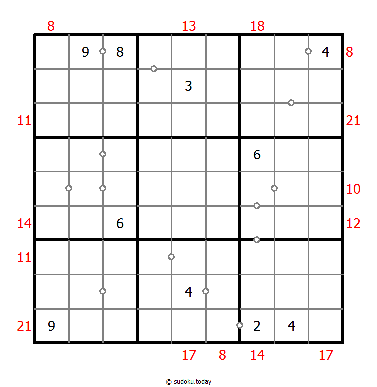 混合数独（非全標記 連続+フレームと） #22793