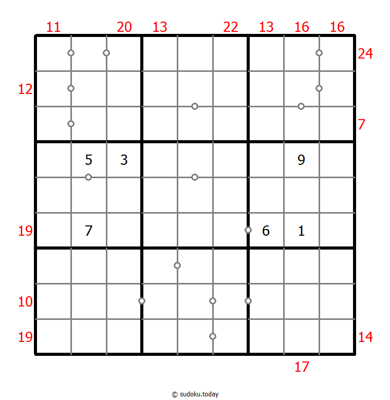 混合数独（非全標記 連続+フレームと） #23970